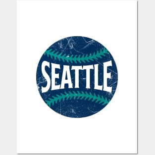 Seattle Retro Baseball - White Posters and Art